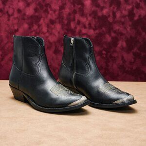 Golden Goose Women Young Black Leather Western Ankle Boots sz 6US EUR36